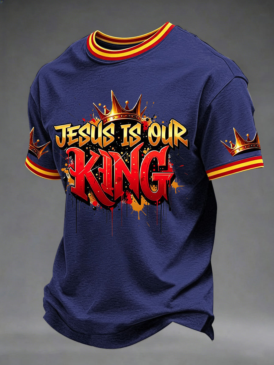 Men's Christian Cross Print Casual Tee