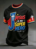 Herren-T-Shirts „Jesus is my superhero“
