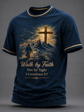 Herren-T-Shirt „Christian Walk By Faith Not By Sight“ mit Aufdruck, Freizeit