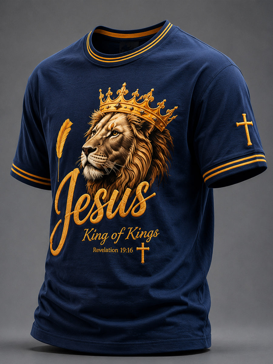 Herren christliches Jesus König der Könige Aufdruck lässiges T-Shirt