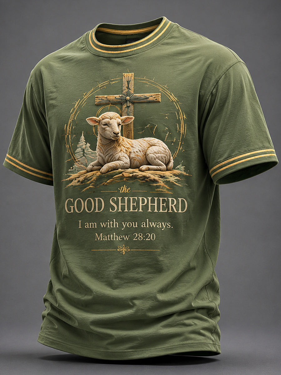 Herren T-Shirt mit christlichem Gottes-Print, leger