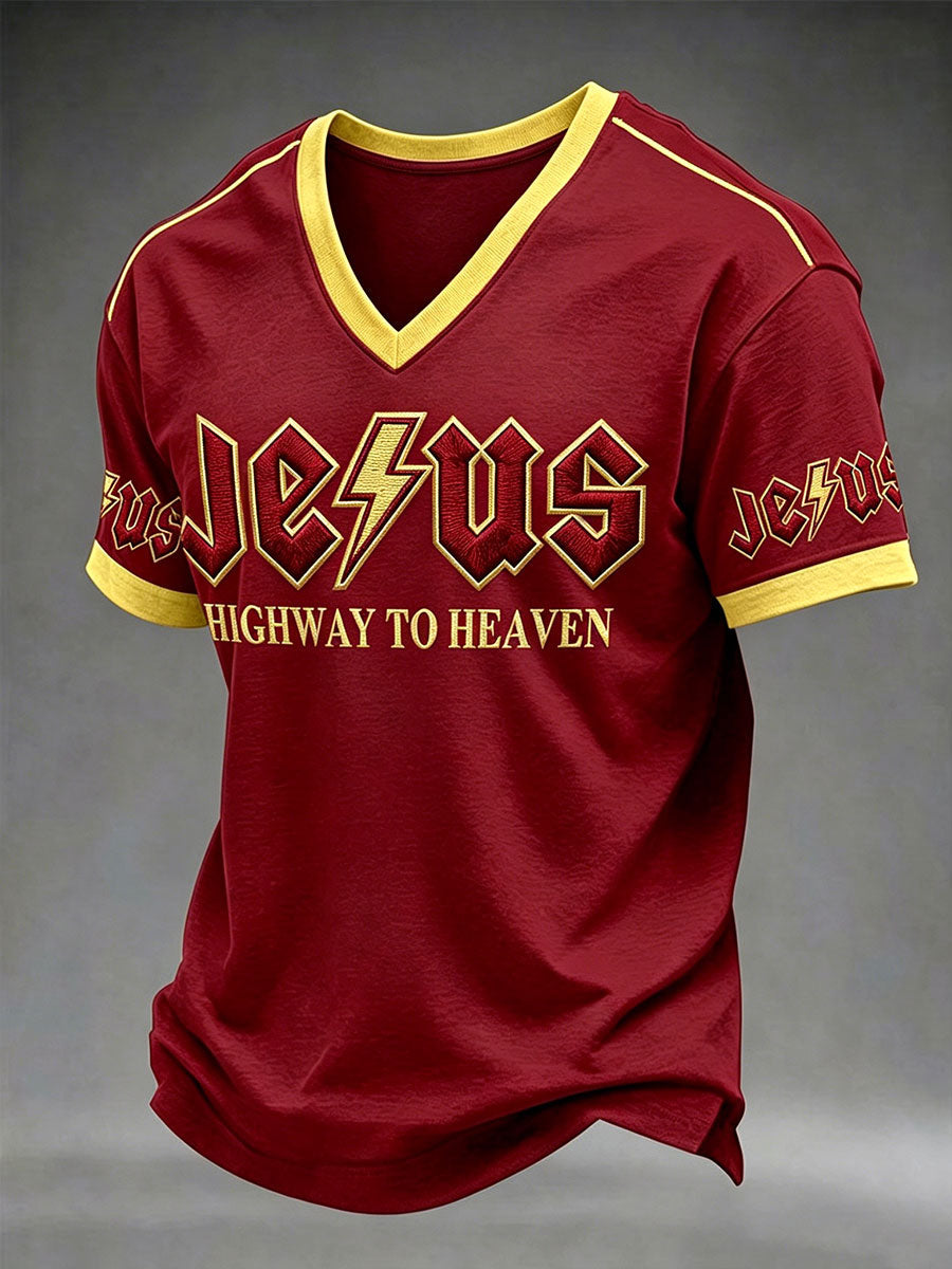 Herren T-Shirt mit Jesus-Druck, leger