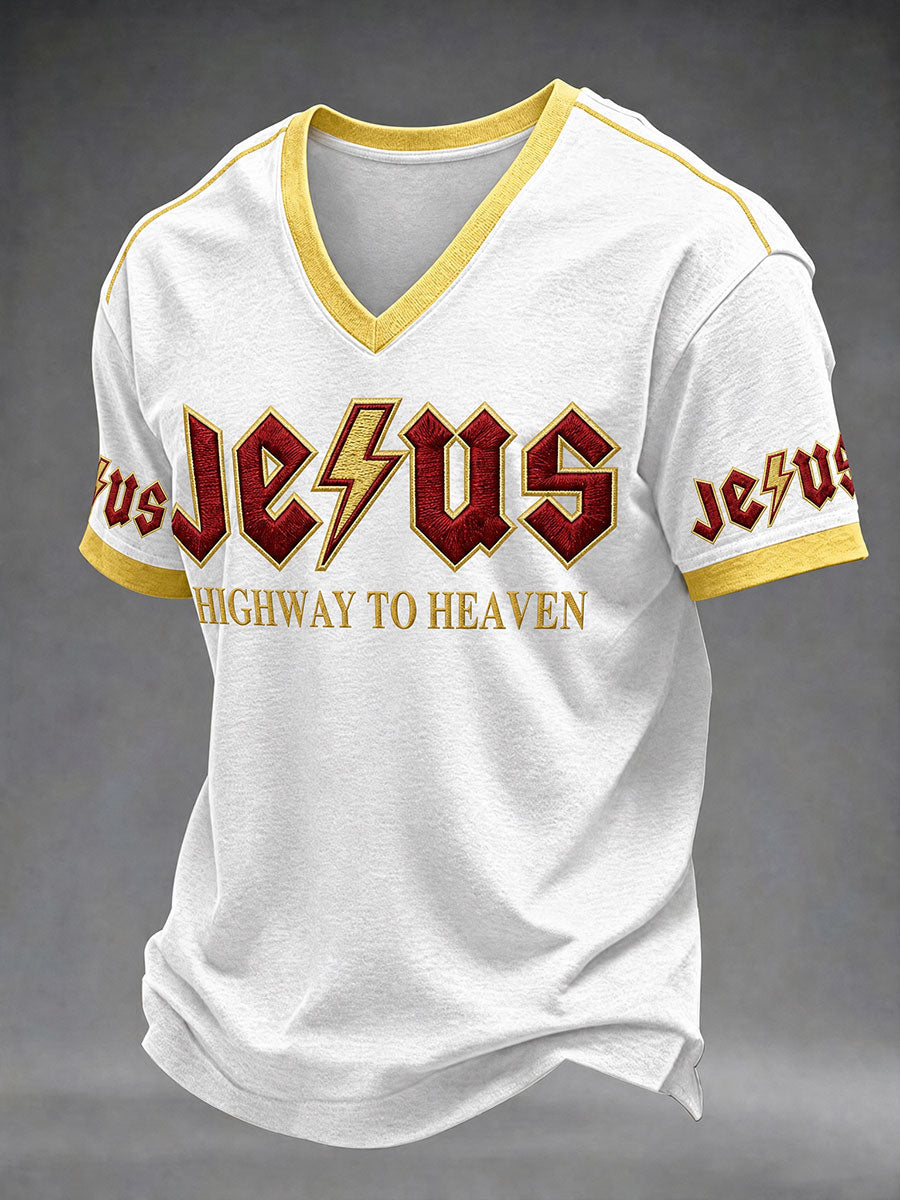 Men's Jesus Print Casual T-Shirt