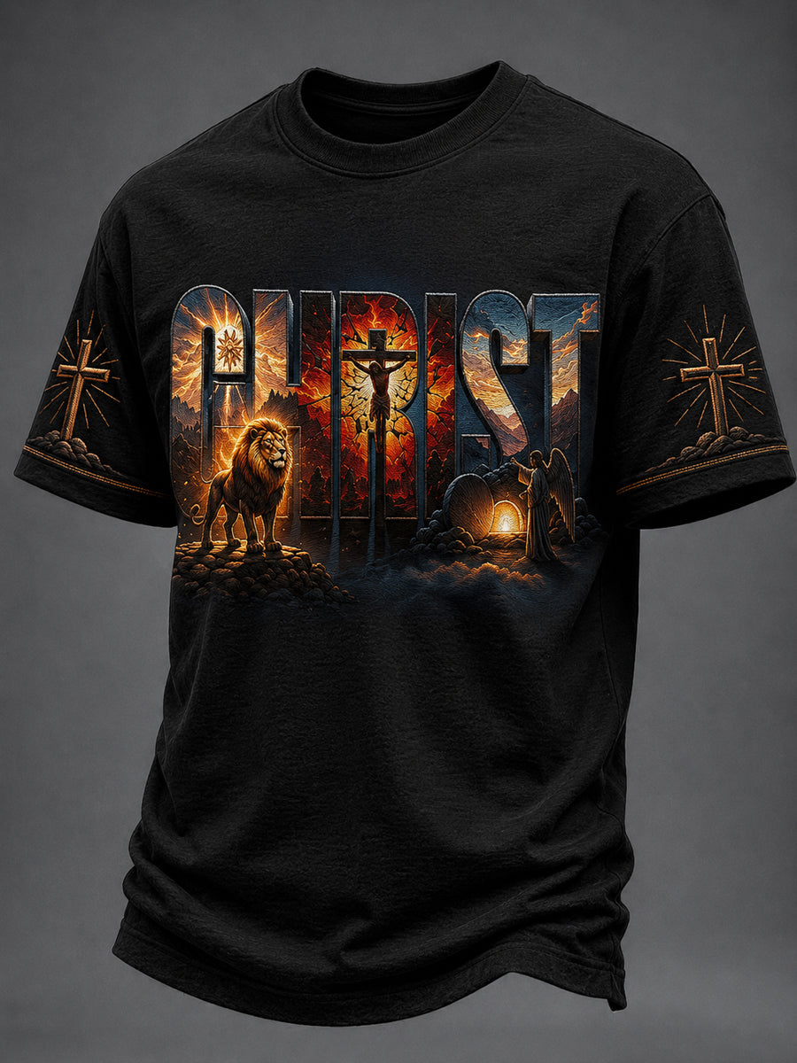 Herren T-Shirt mit christlichem Kreuz und kurzen Ärmeln