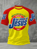 Men's The Blood Of Jesus Print Casual Tee