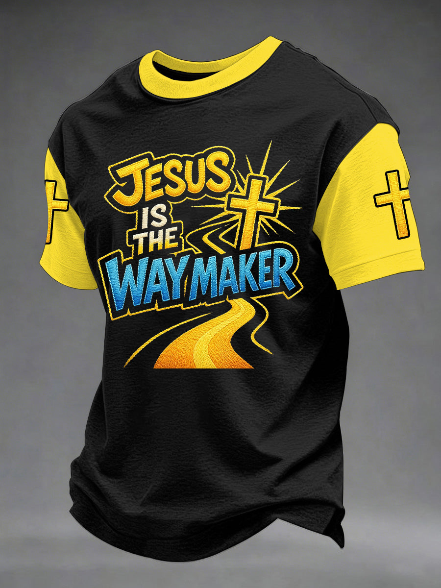 Men's Jesus Is The Way Maker Print Casual Tee