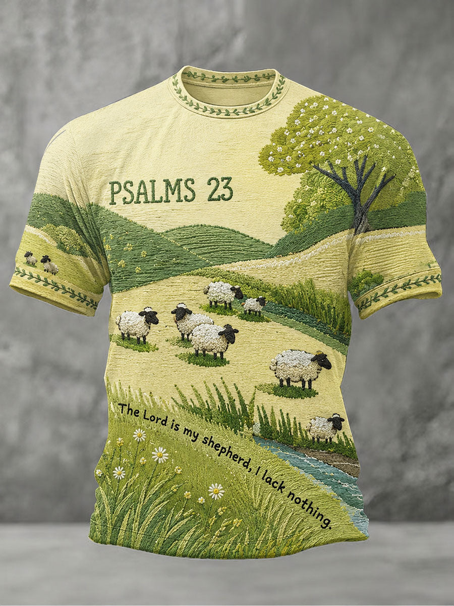 Herren-T-Shirt mit Glaubensdruck, leger geschnitten