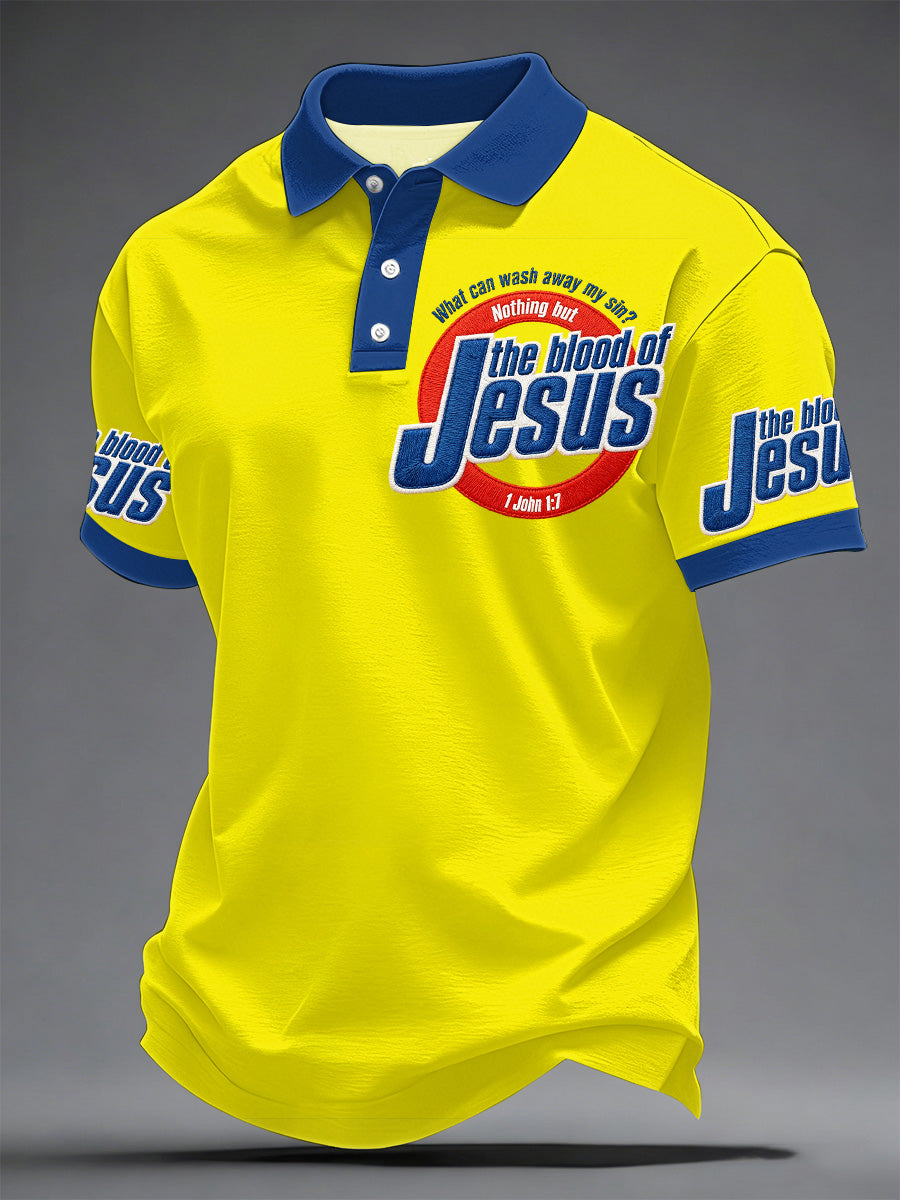 Men'sThe Blood Of Jesus Print Casual Polo