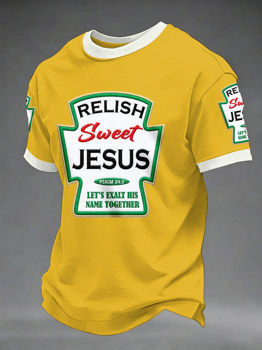 Men's Funny Christian God Print Casual Tee