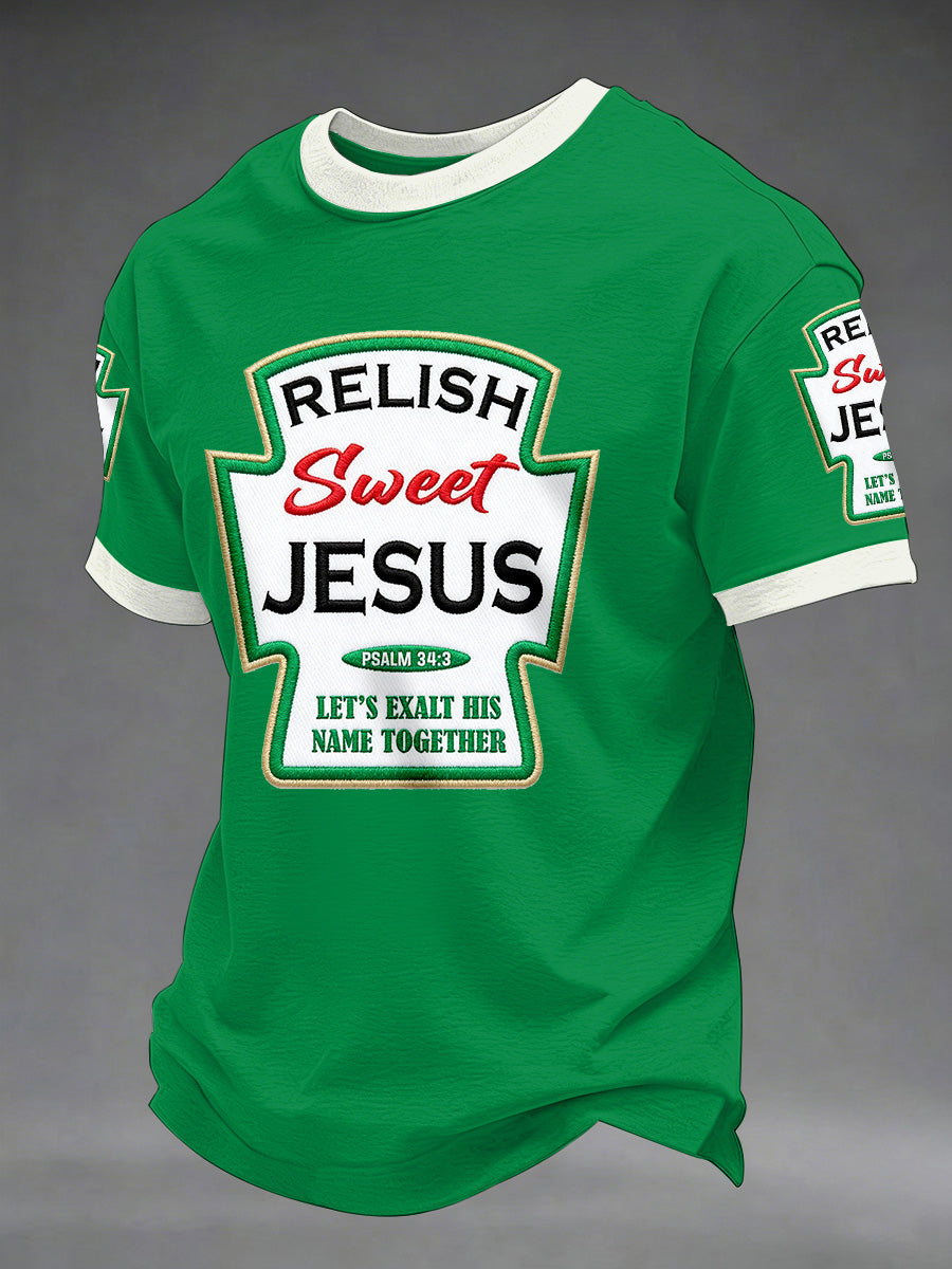 Men's Funny Christian God Print Casual Tee
