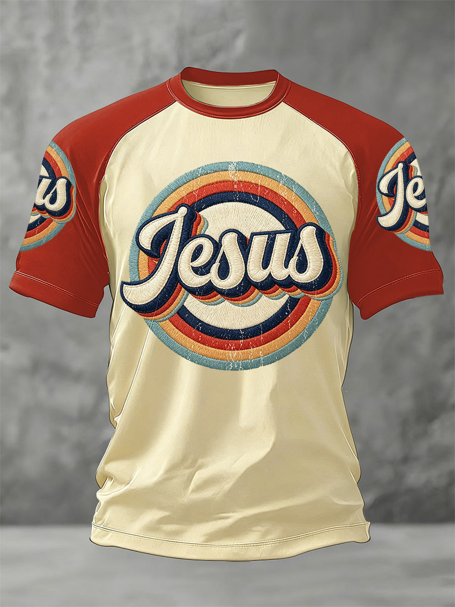 Herren T-Shirt mit christlichem Jesus-Aufdruck, lässig
