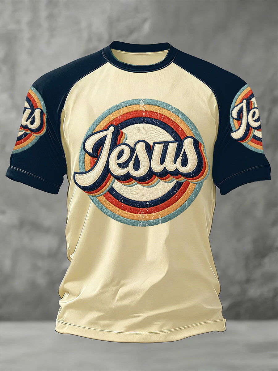 Men's Christian Jesus Print Casual Tee