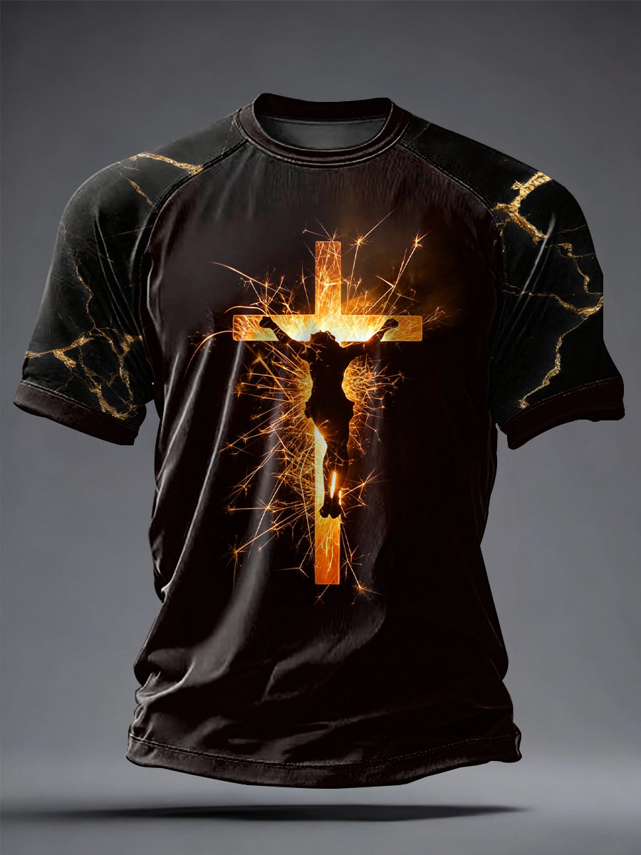 Herren T-Shirt mit Glaubens-Print und kurzen Ärmeln