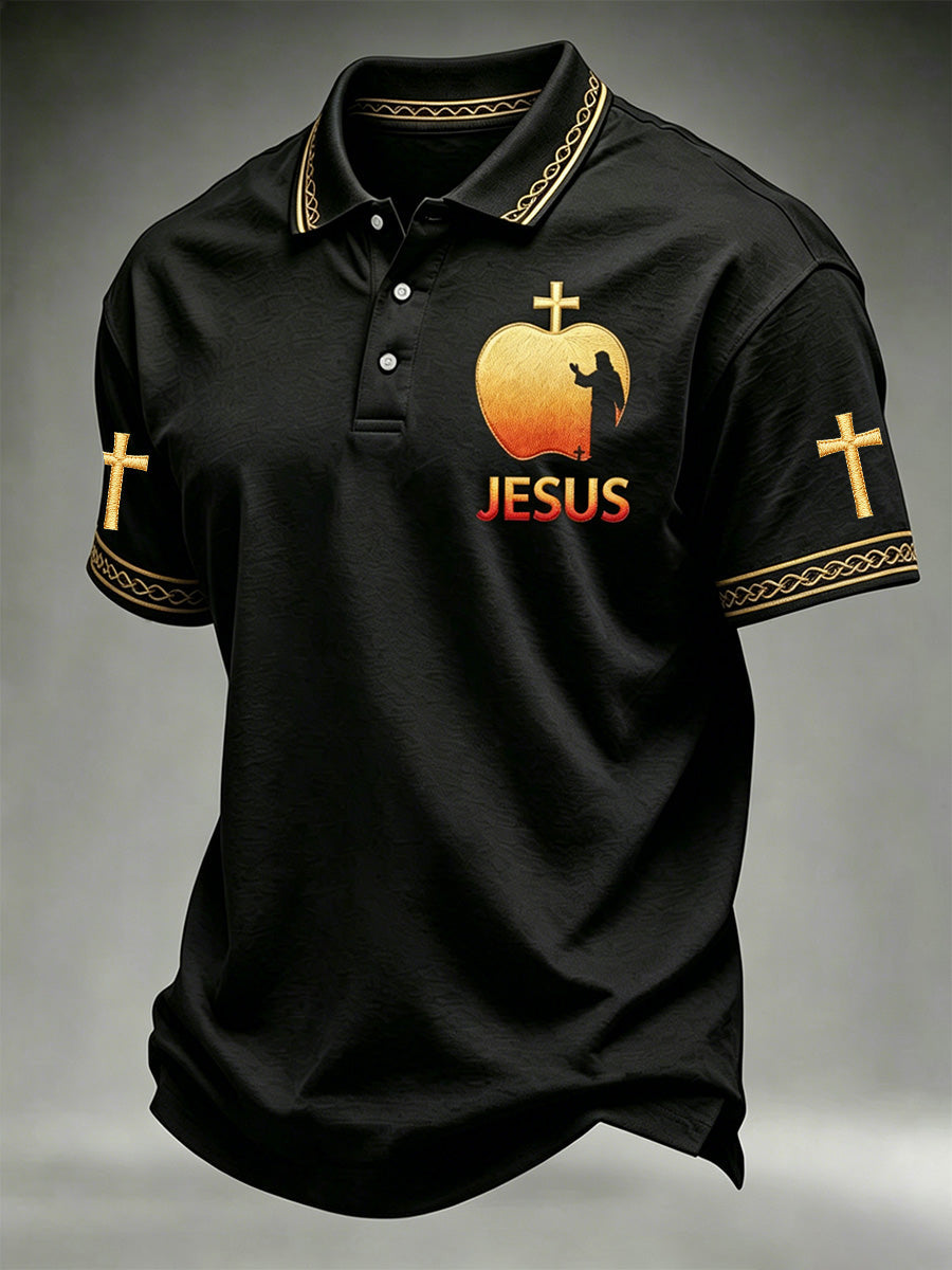 Lustiges Casual-Poloshirt für Herren mit christlichem Gottes-Print