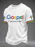 Men's Funny Christian God Jesus King Of Kings Print Casual Tee