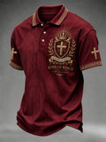 Men's Funny Christian God Print Casual Polo