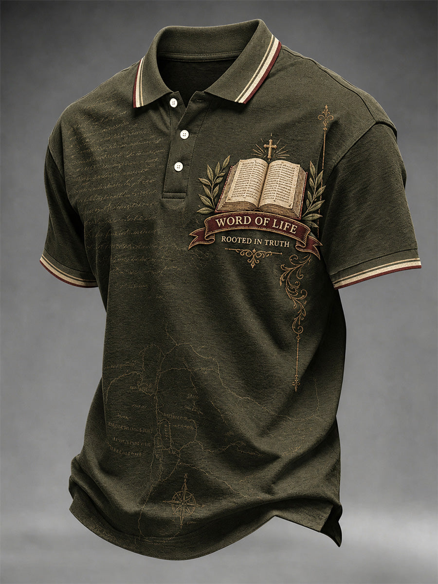 Men's Funny Christian God Print Casual Polo