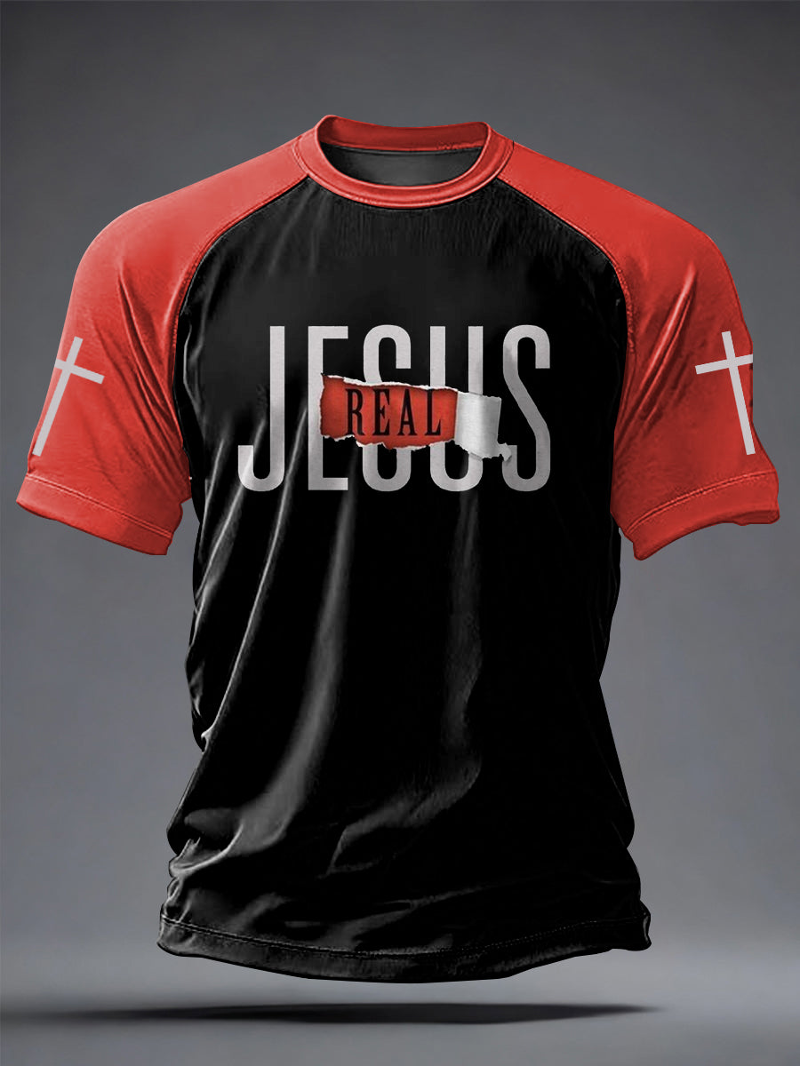 Herren T-Shirt mit "Faith"-Print, kurzärmelig, leger