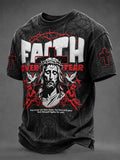 Men's Christian Jesus Print Casual Tee