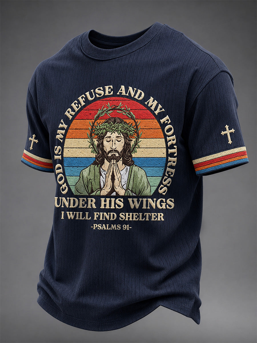 Men's Christian Jesus Print Casual Tee