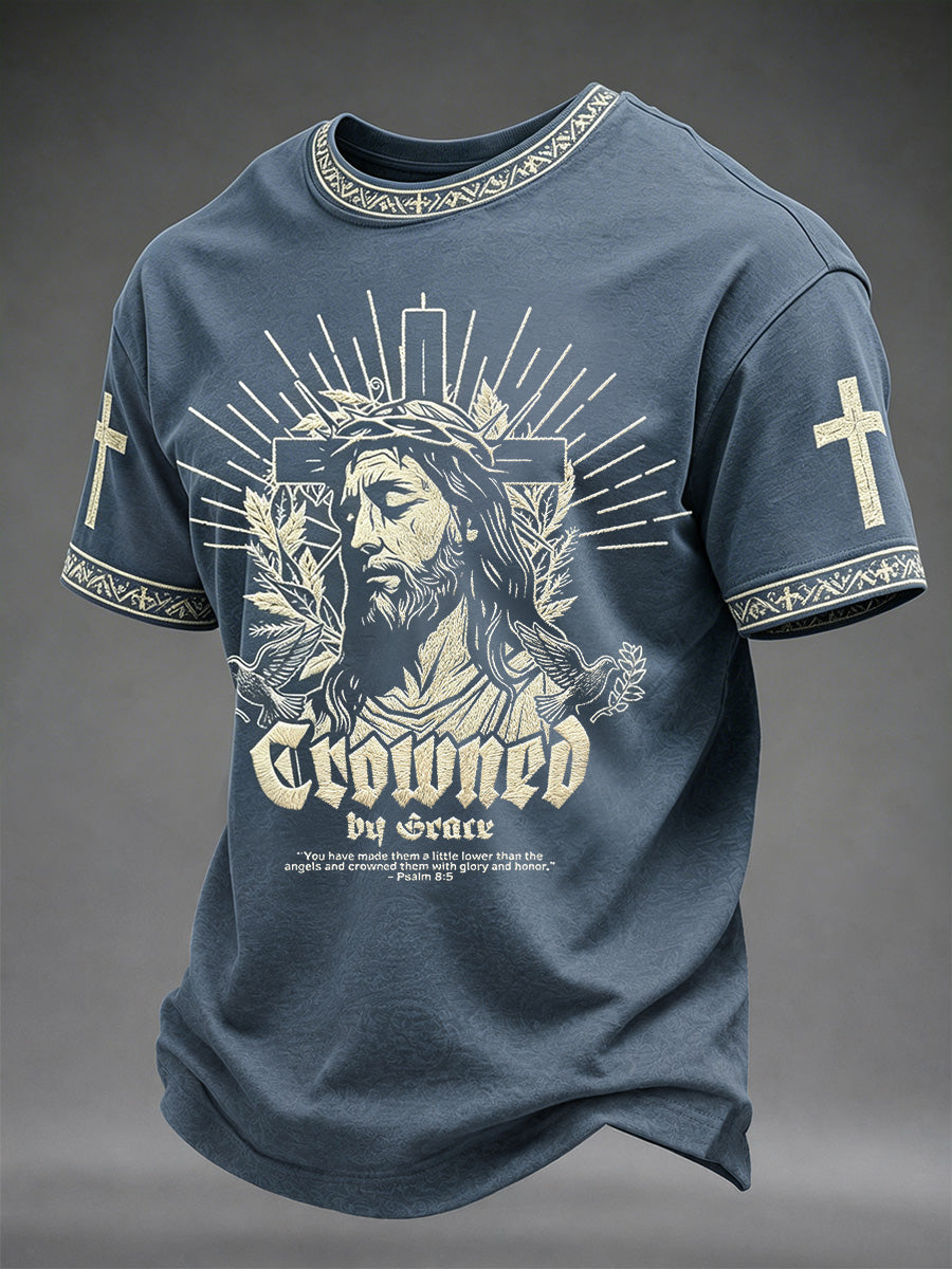 Men's Christian Jesus Print Casual Tee