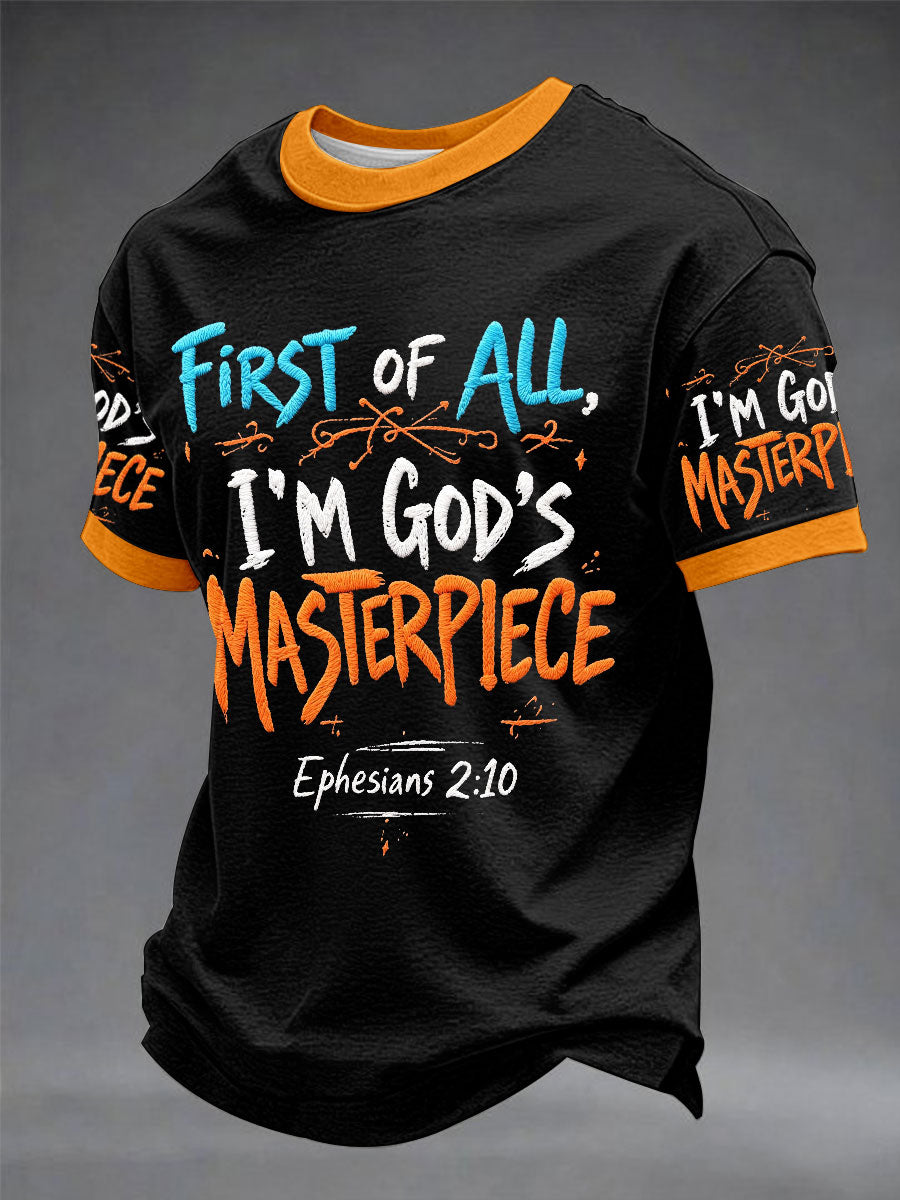 Men's “First Of All I'm God's Masterpiece” Print Casual Unisex T-shirt