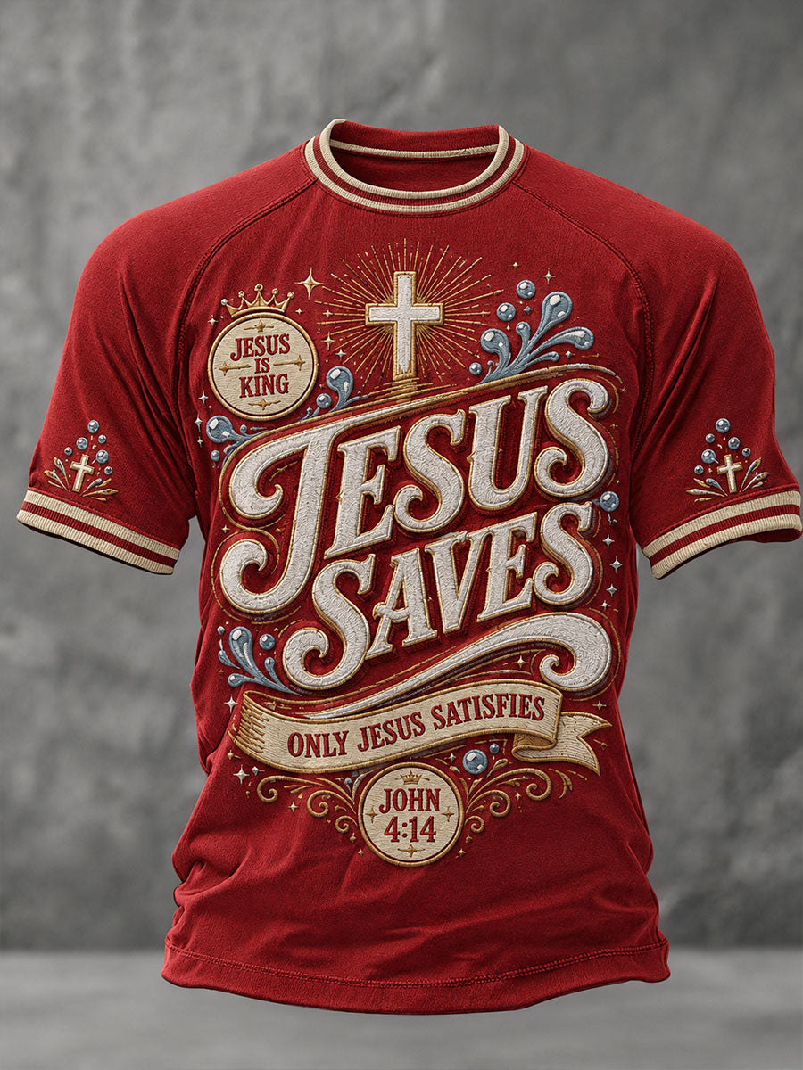 Herren T-Shirt „Jesus rettet“ mit kurzen Ärmeln