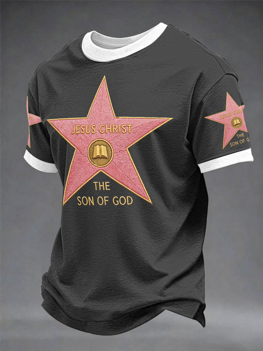 T-shirt décontracté unisexe avec imprimé Hollywood Walk of Fame « Jésus-Christ fils de Dieu » pour homme