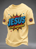 Herren T-Shirt mit „Jesus Is My Superhero“-Aufdruck