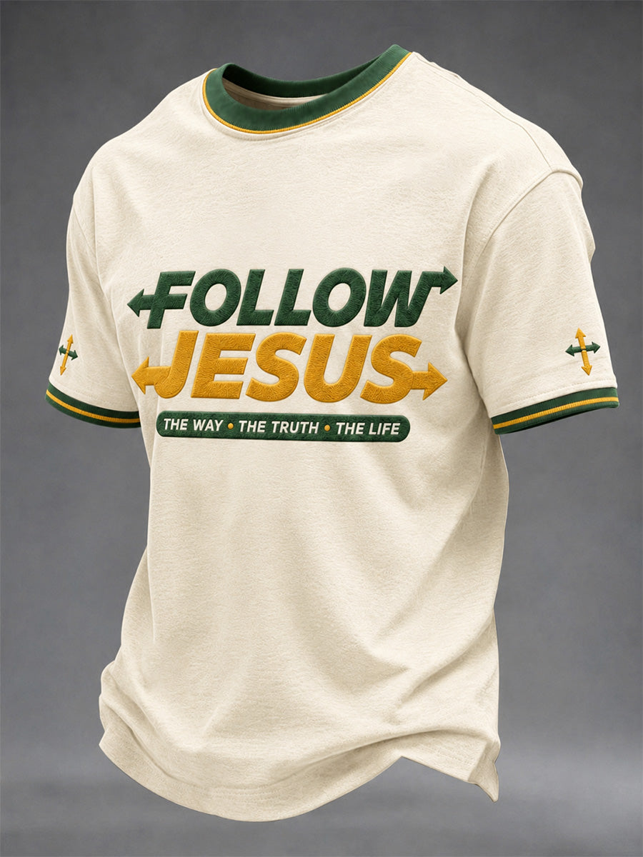 Herren T-Shirt mit Aufdruck „Jesus ist der Weg, die Wahrheit und das Leben“