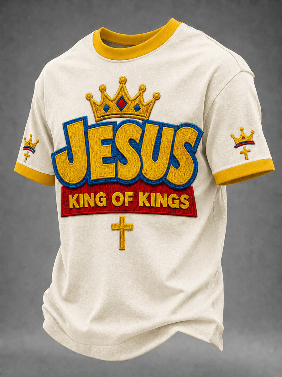 Herren Jesus König der Könige Aufdruck Freizeit T-Shirt