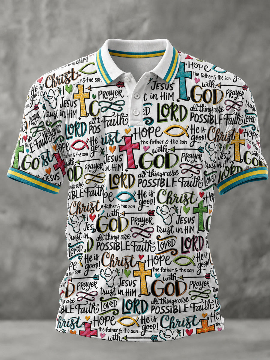 Men's Christian Faith Print Casual Polo