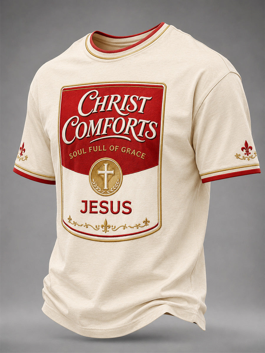 Men's Funny Christian God Print Casual Tee