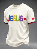 Men's Funny Christian Jesus Print Casual Tee
