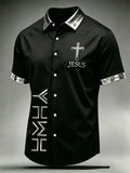 Men's Jesus Print Casual Shirt