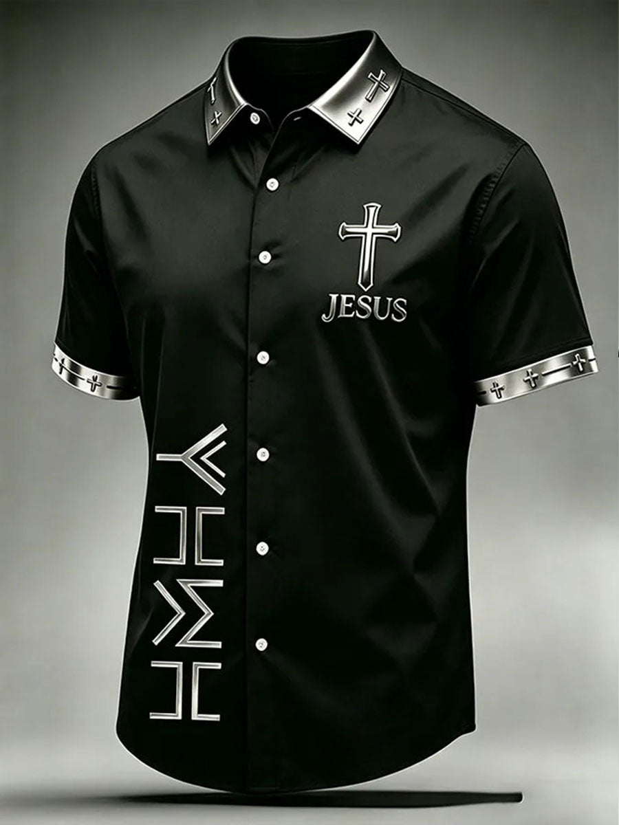 Men's Jesus Print Casual Shirt
