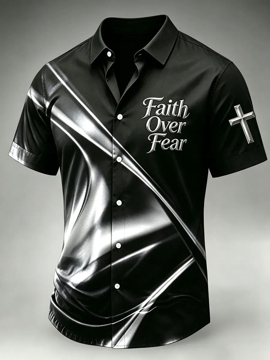 Men's Faith Over Fear Printed Casual Shirt