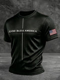Men's God Bless America Print Casual T-shirt