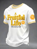 T-shirt décontracté imprimé pour homme « Une vie fructueuse - Dirigée par Dieu »