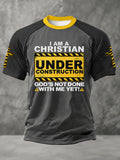 T-shirt Unisexe Décontracté Imprimé Homme "Je Suis Un Chrétien En Construction, Dieu N'A Pas Encore Fini Avec Moi"