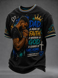 Herren T-Shirt „Dad A Man Of Faith“ mit kurzen Ärmeln