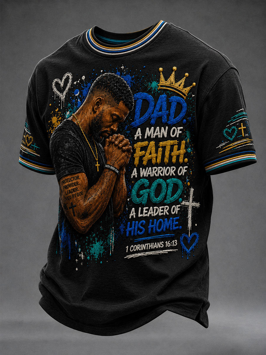 Men's Dad A Man Of Faith Short Sleeves T-shirt