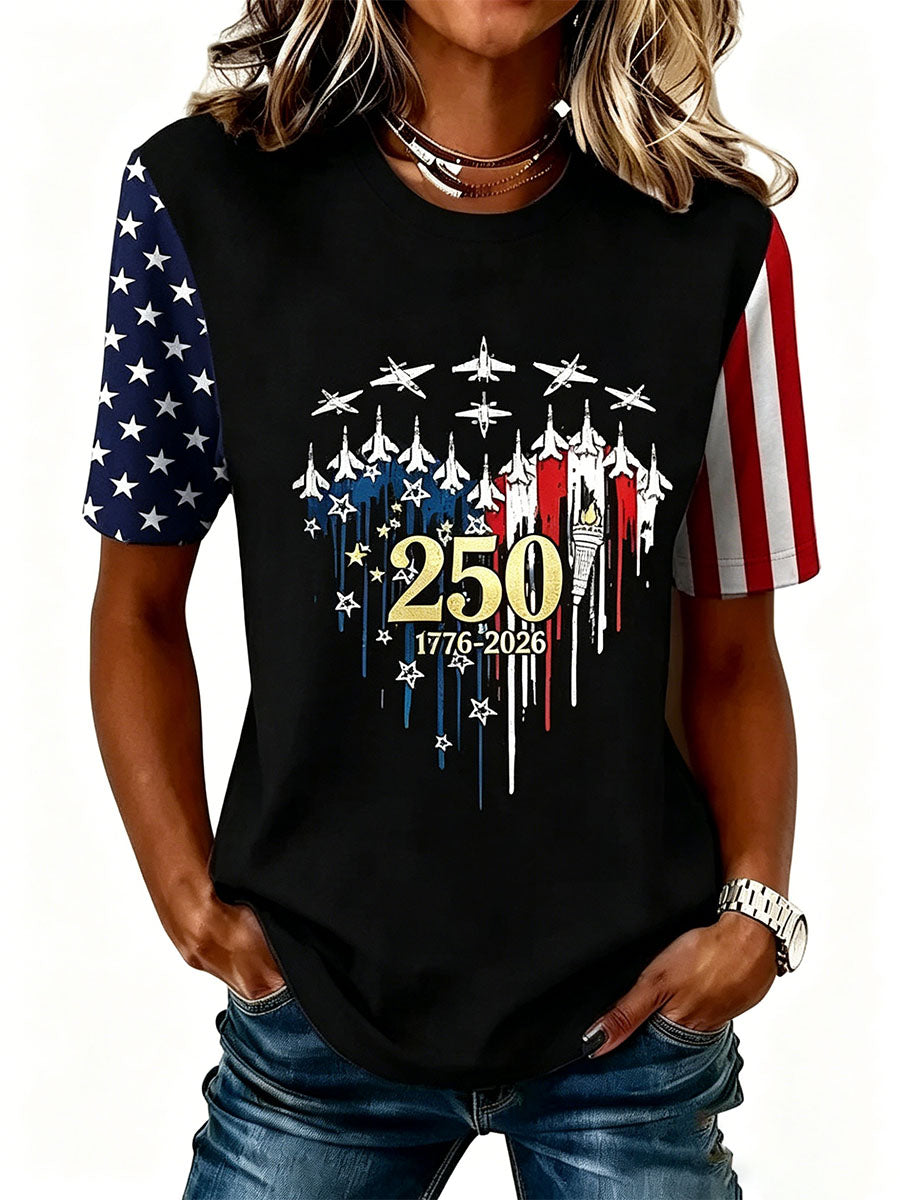 Women's USA 1776-2026 Print Casual T-Shirt